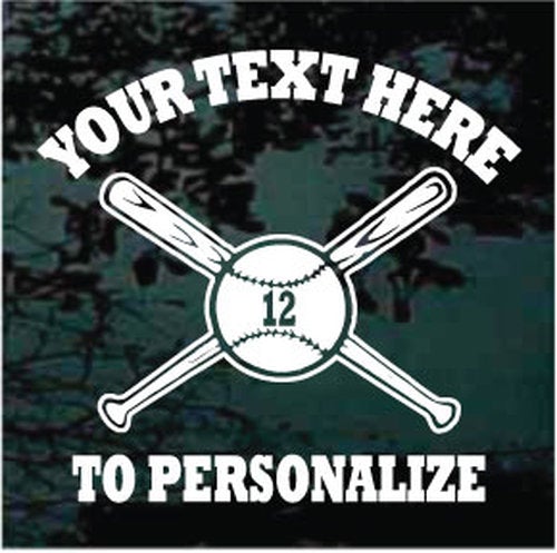 Personalized Baseball Bats & Ball Baseball Team Vinyl Decal Sticker