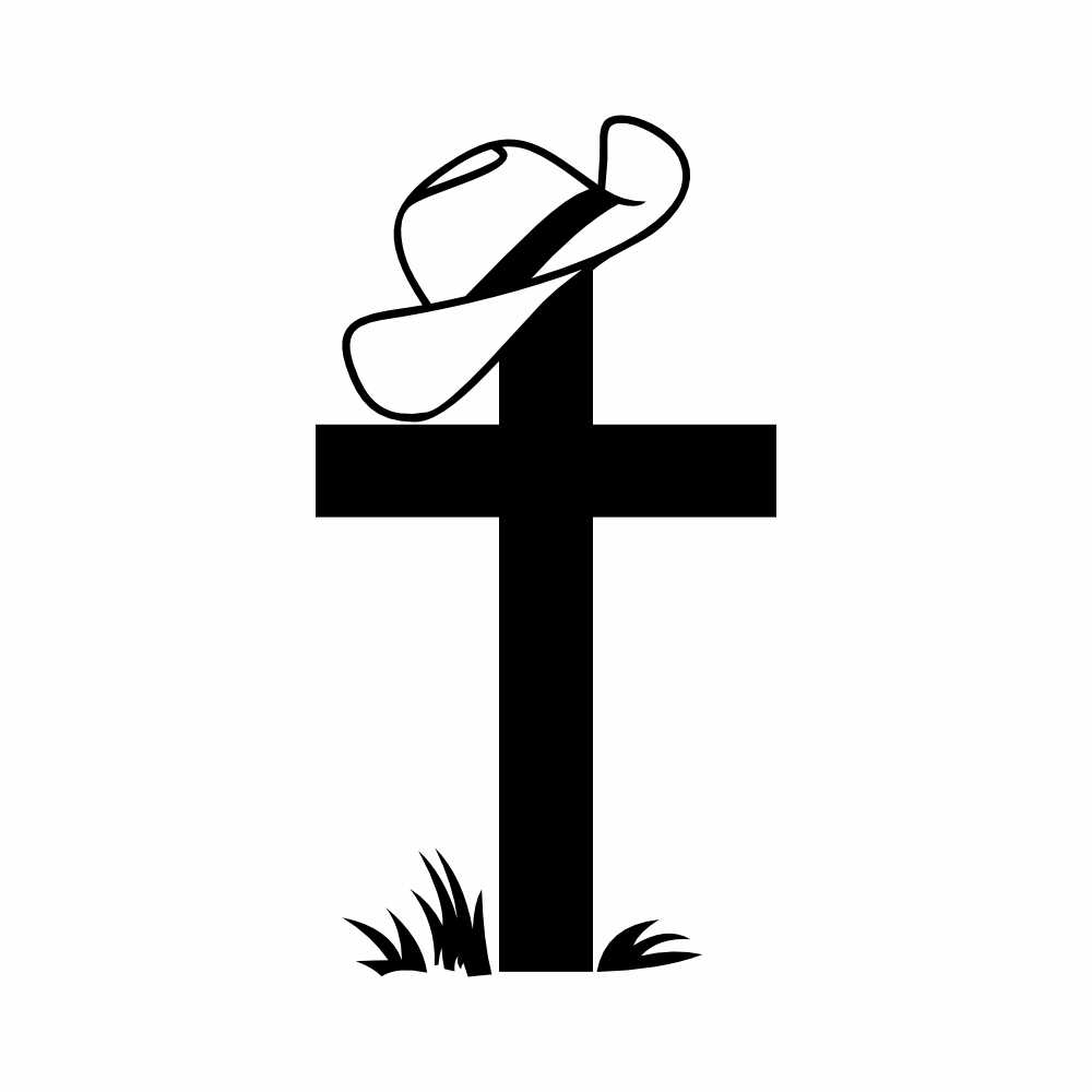 Cowboy Hat Cross Vinyl Decal Sticker