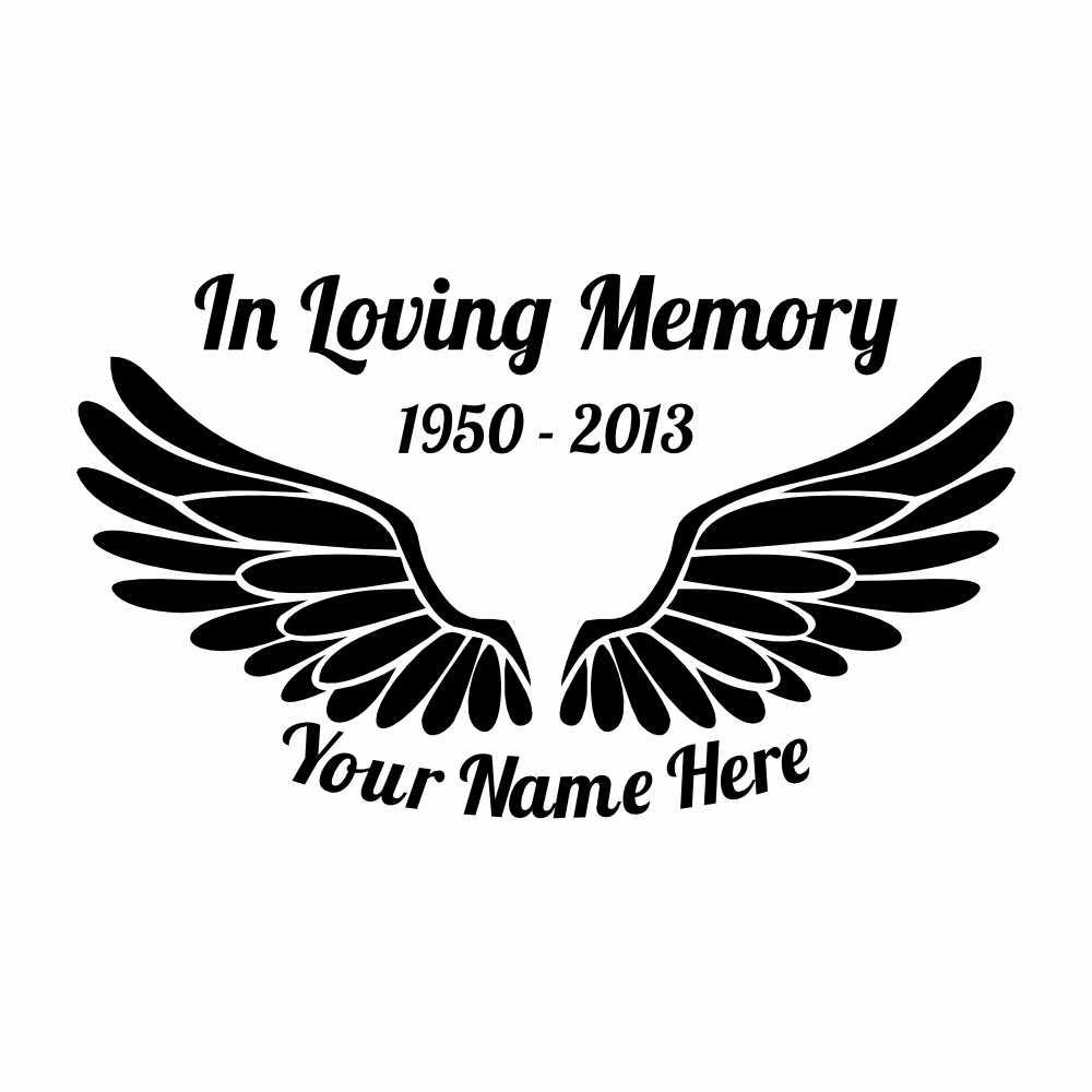 In Loving Memory Angel Wings Vinyl Decal Sticker