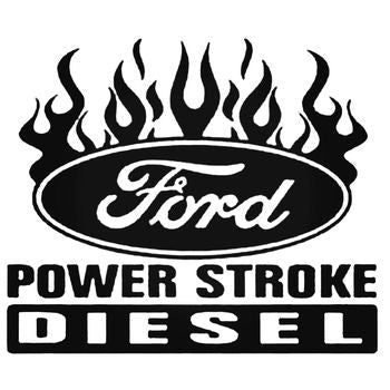 Power Stroke With Flames 1 Vinyl Decal Sticker