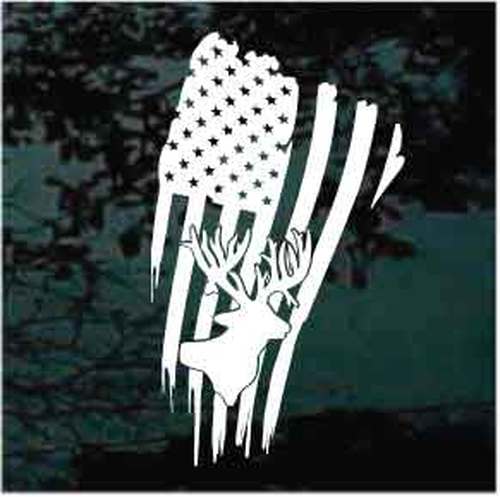 American Flag Deer Head Vinyl Decal Sticker