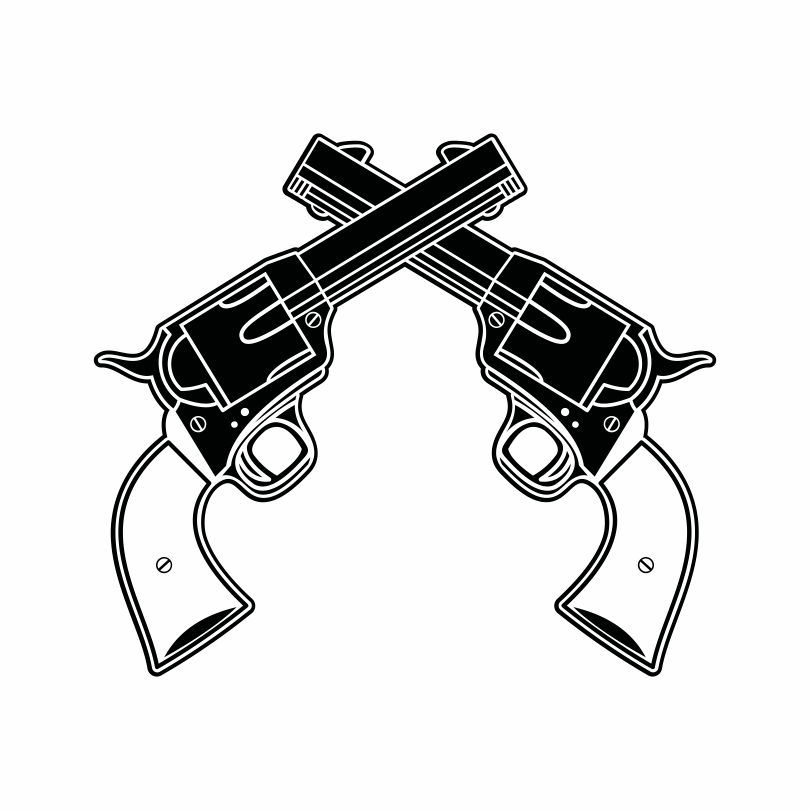 crossed revolvers vinyl decal sticker