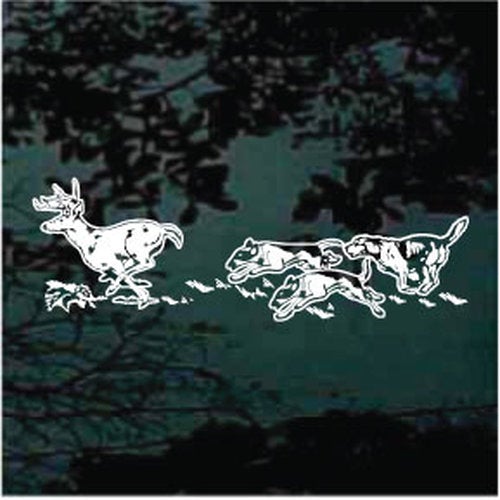 Three Dogs Chasing Deer Vinyl Decal Sticker