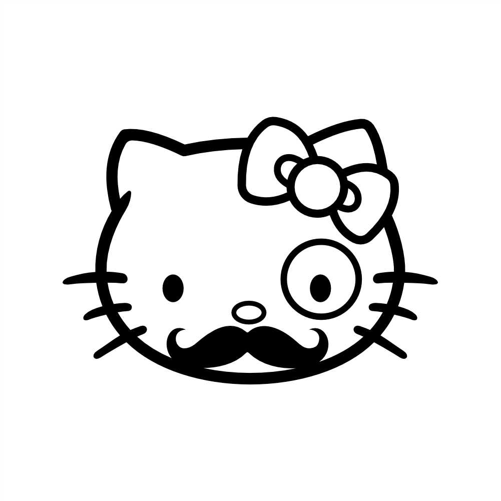 hello kitty s hello kitty bespectacled mustache vinyl decal sticker