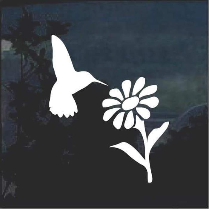 Hummingbird and Daisy Flower Window Decal Sticker