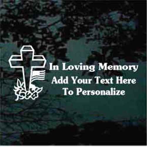 Patriotic Cross Memorial Vinyl Decal Sticker