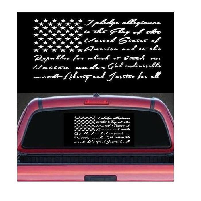 Pledge of Allegiance Flag Rear Window Sticker