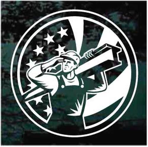 Round American Steel Worker Vinyl Decal Sticker