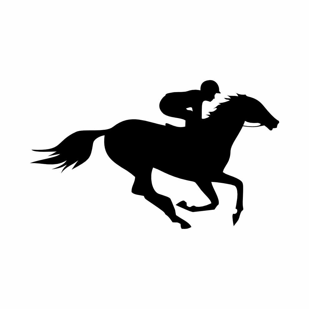 sprinting race horse with jockey vinyl decal sticker